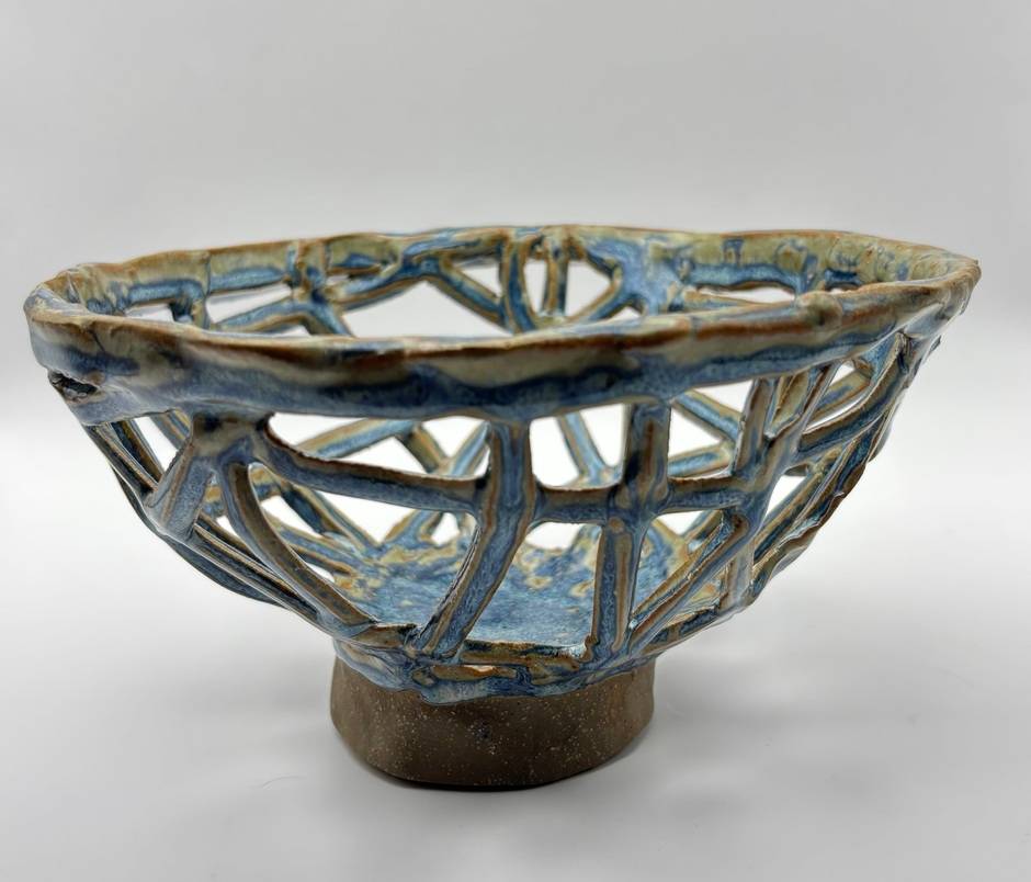 Footed Basketweave Bowl - Thin