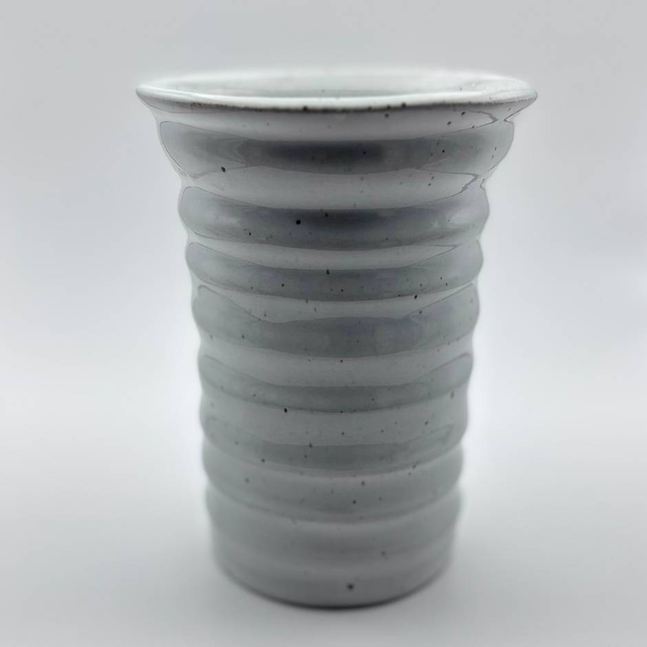 White Ribbed Vase