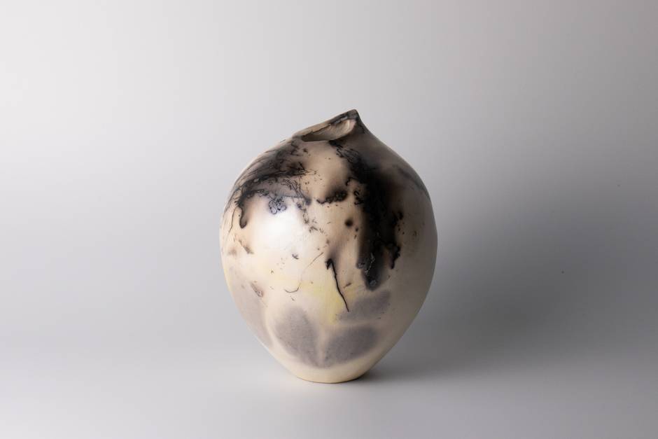 black & white raku vessel 08