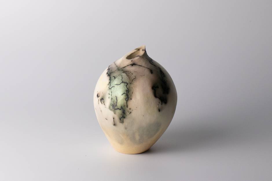 black & white raku vessel 10